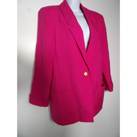 Sag Harbor Sz 14 Pink Blazer Lightweight Vintage Bright Barbie Core 90s - Picture 11 of 12